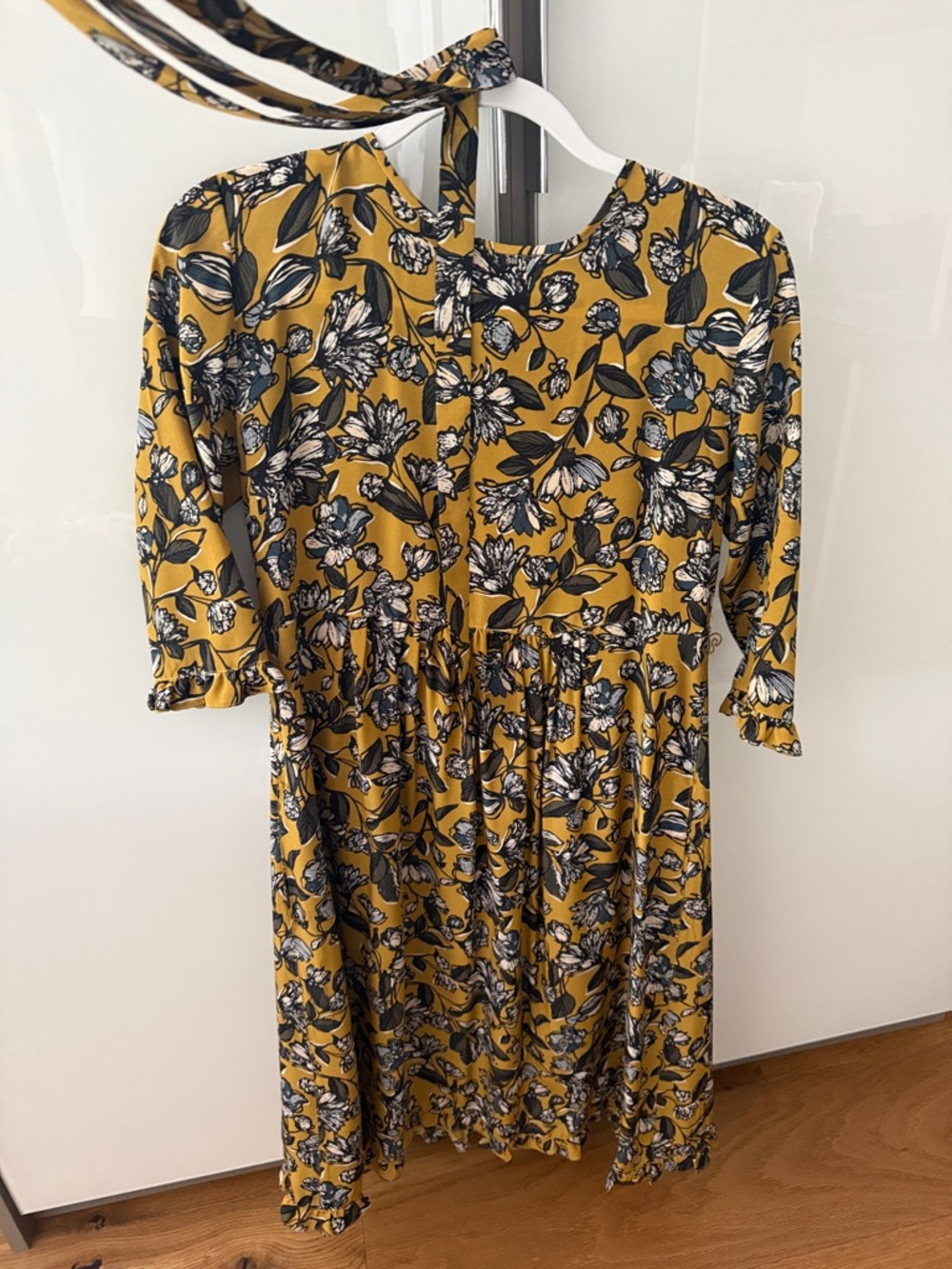 MaxMara Mustard Yellow Floral Midi Dress